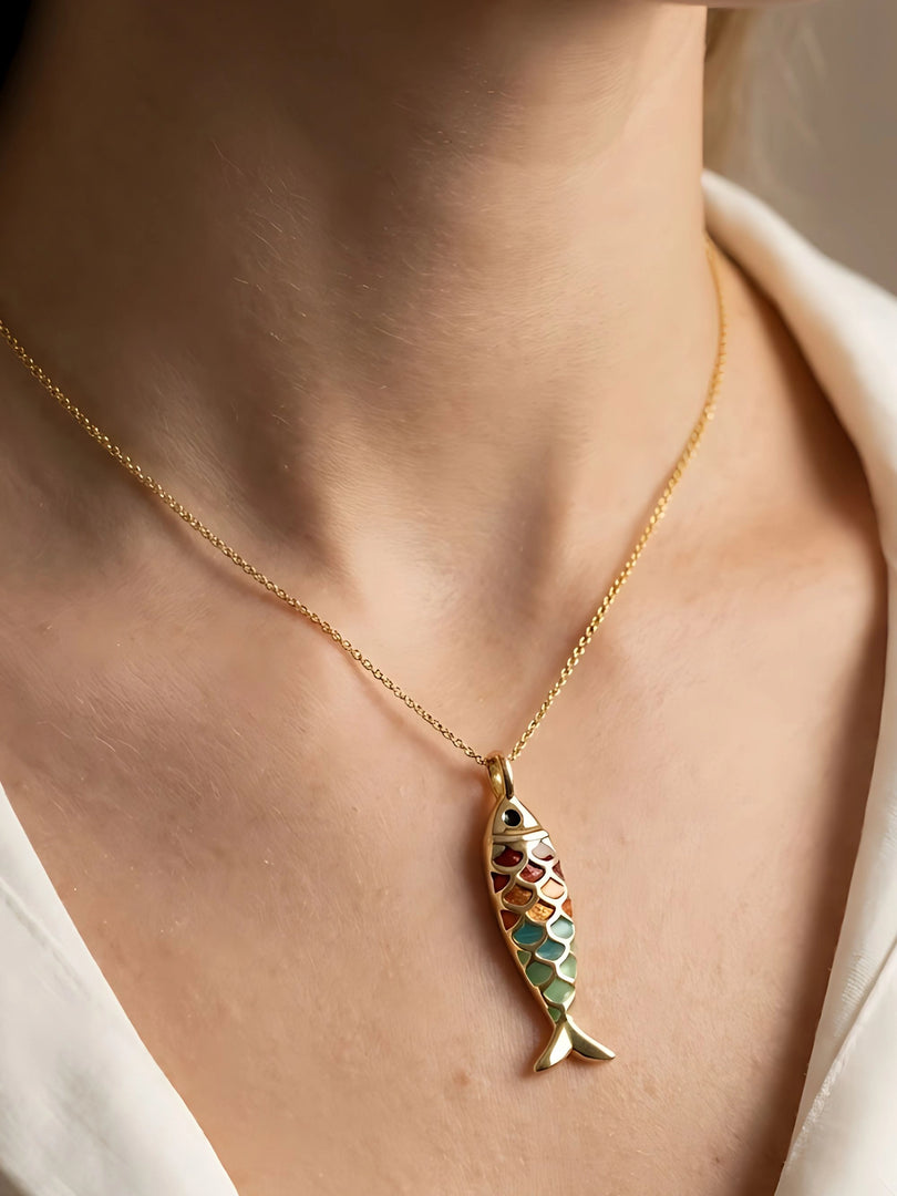 Rainbow Fish Pendant Necklace