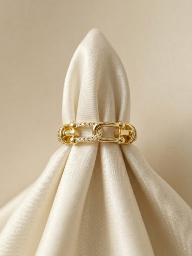 Pave Chain Link Bold Ring