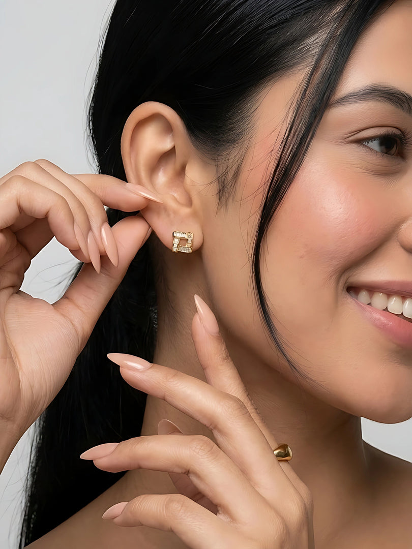 Celeste Baguette Knot Stud Earrings