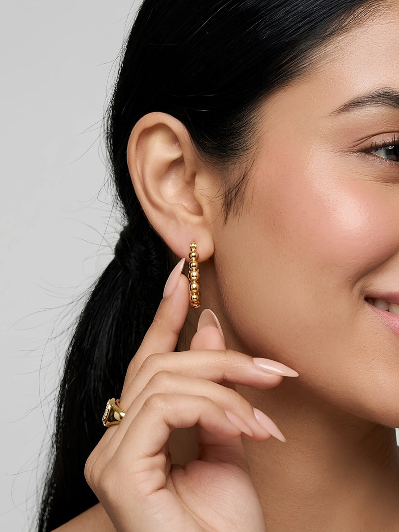 Beaded Square Hoop Earrings