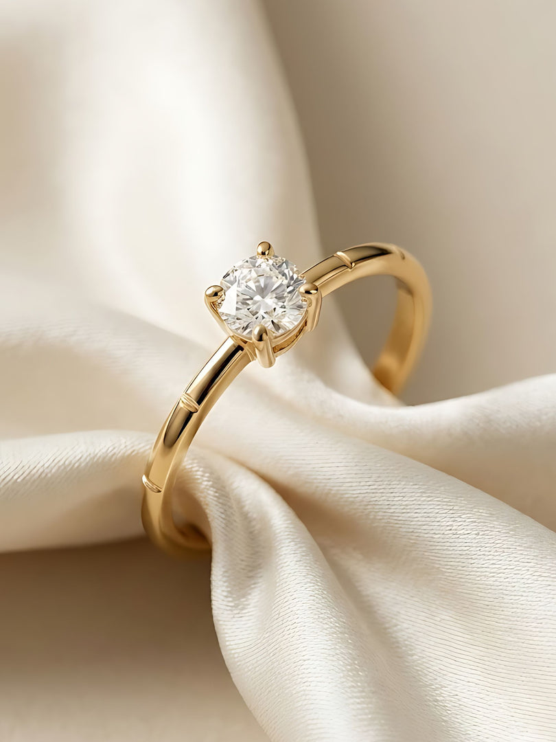 Golden Solstice Solitaire Ring