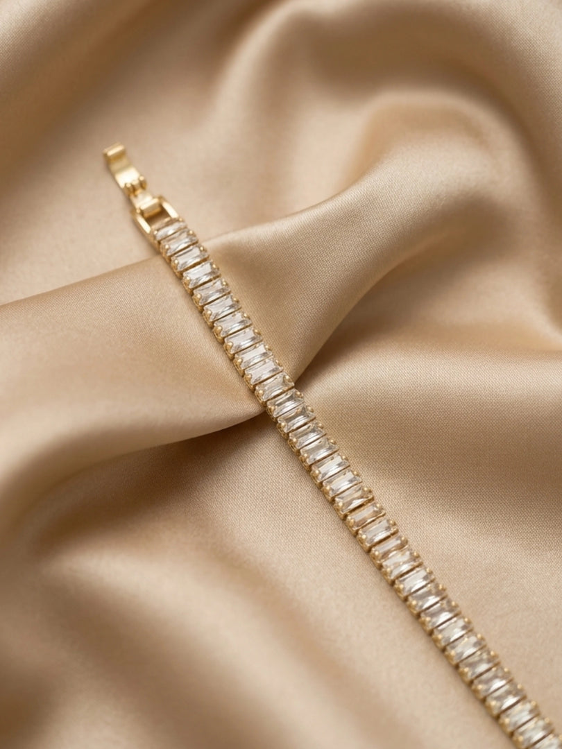 Golden Radiance Baguette Tennis Bracelet