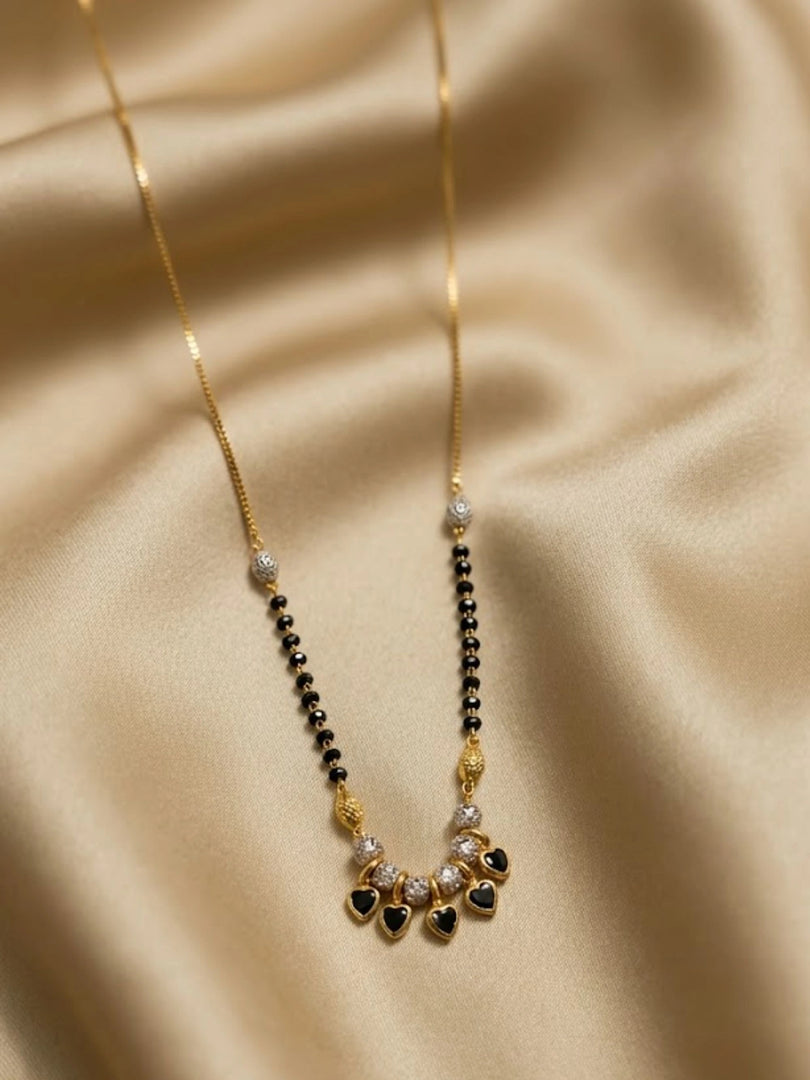 Golden Black Heart Charm Mangalsutra