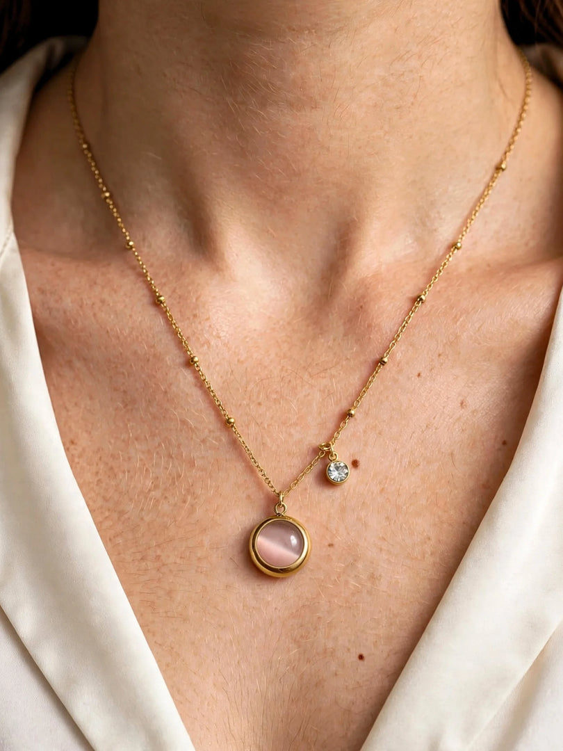 Rose Quartz & Crystal Satellite Necklace
