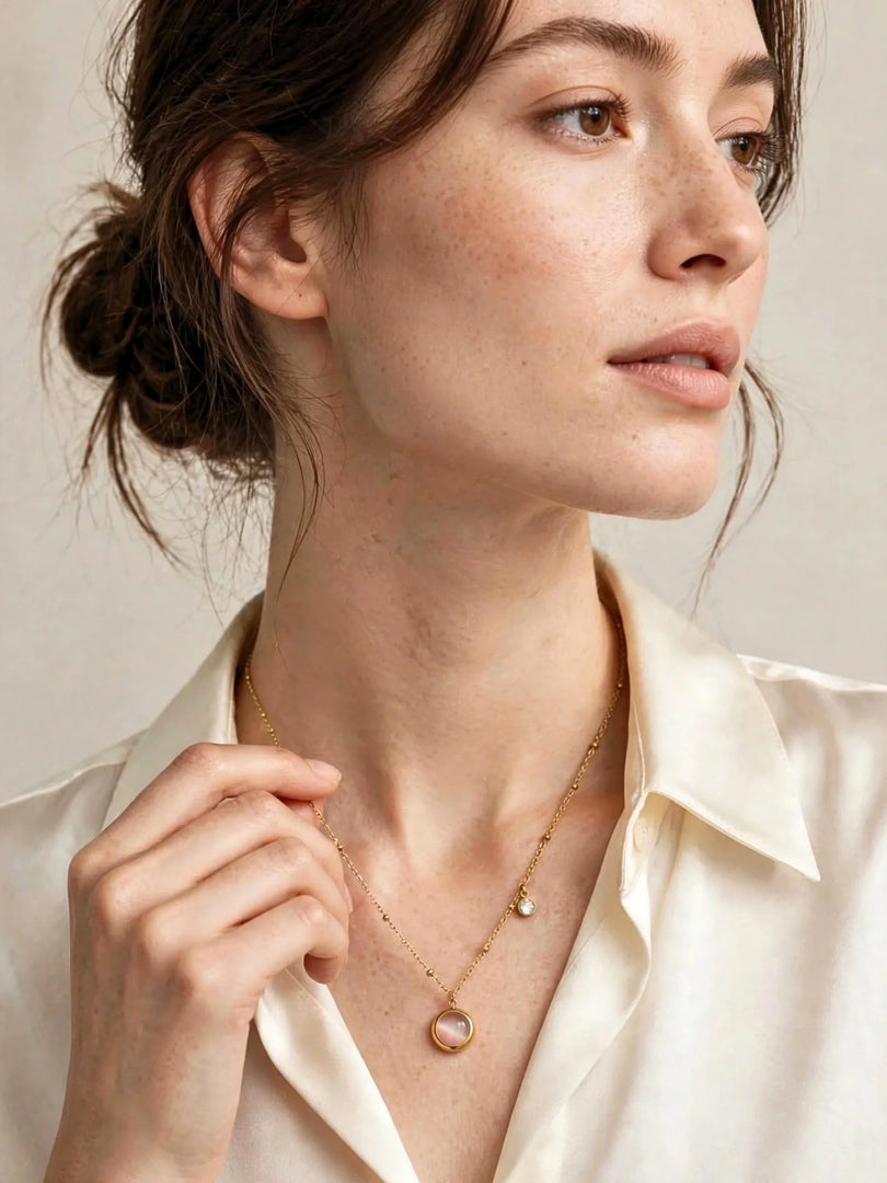 Rose Quartz & Crystal Satellite Necklace