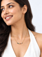 Rainbow Gemstone Curved Bar Necklace