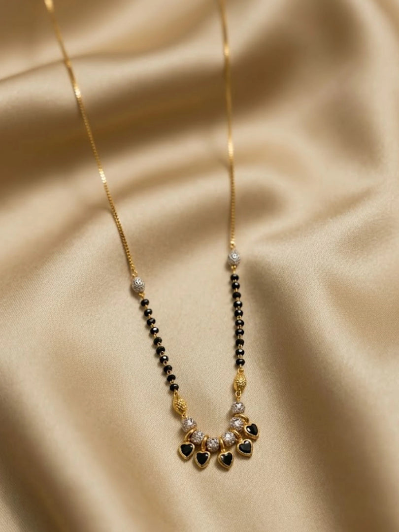 Golden Black Heart Charm Mangalsutra