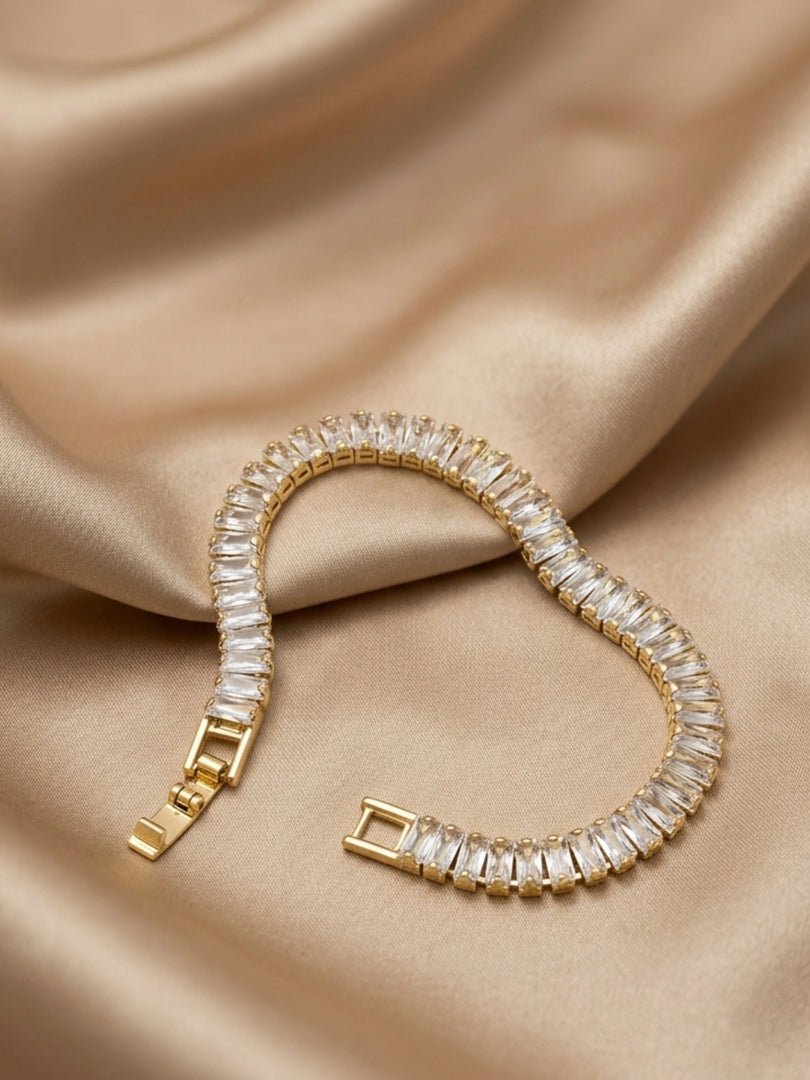 Golden Radiance Baguette Tennis Bracelet