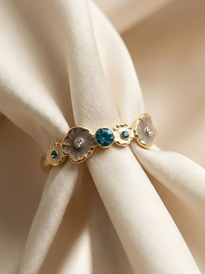 Azure Bloom Crystal Ring