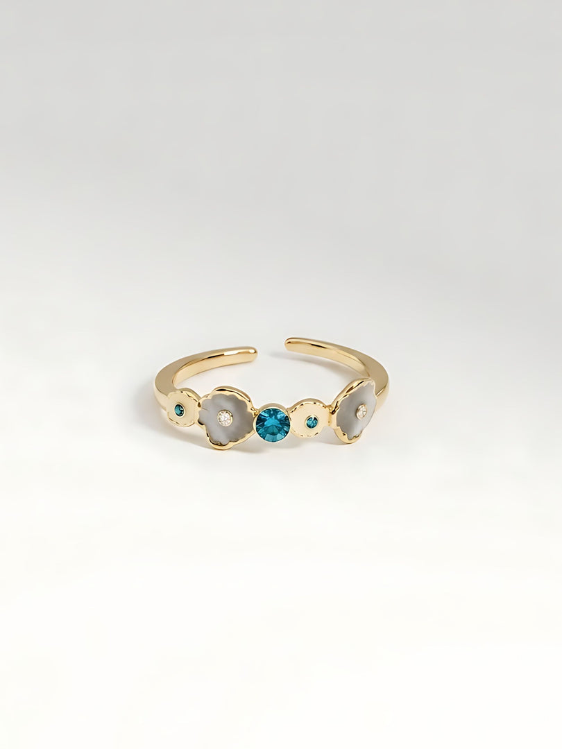 Azure Bloom Crystal Ring