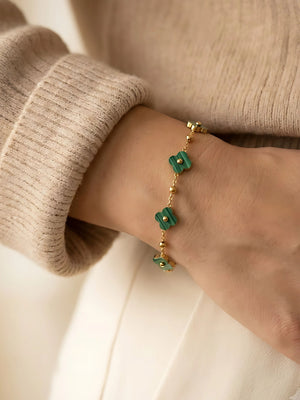 Emerald Green Clover Charm Bracelet | Neelora
