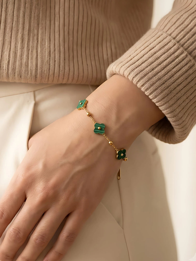 Emerald Clover Charm Bracelet