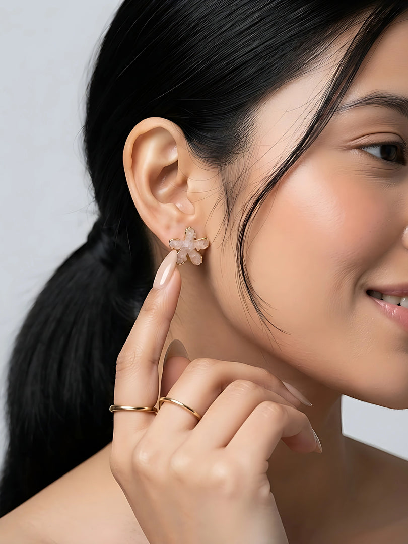 Blush Crystal Bloom Stud Earrings