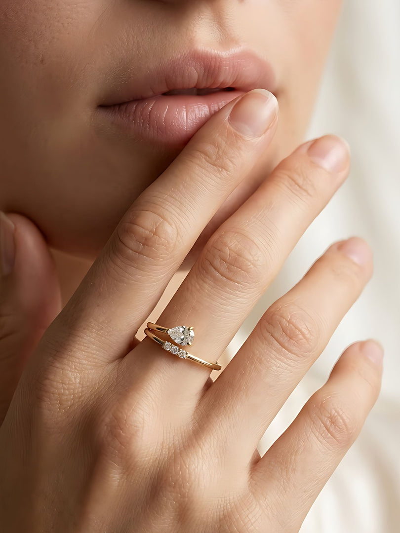 Golden Dewdrop Open Ring