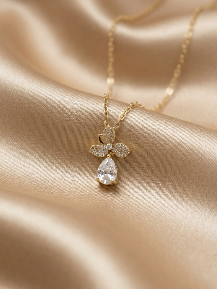 Petal Teardrop Pendant Necklace