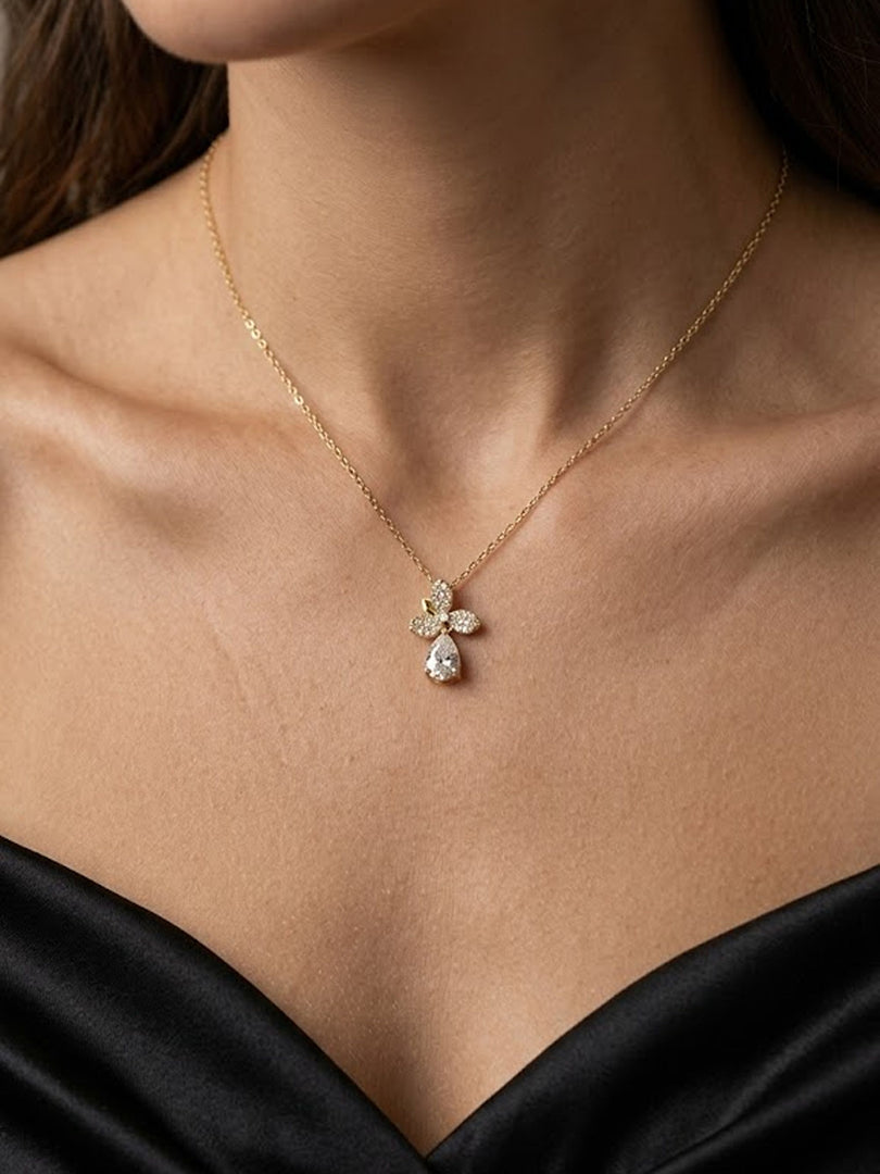 Petal Teardrop Pendant Necklace