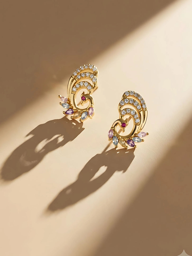 Pastel Peacock Stud Earrings