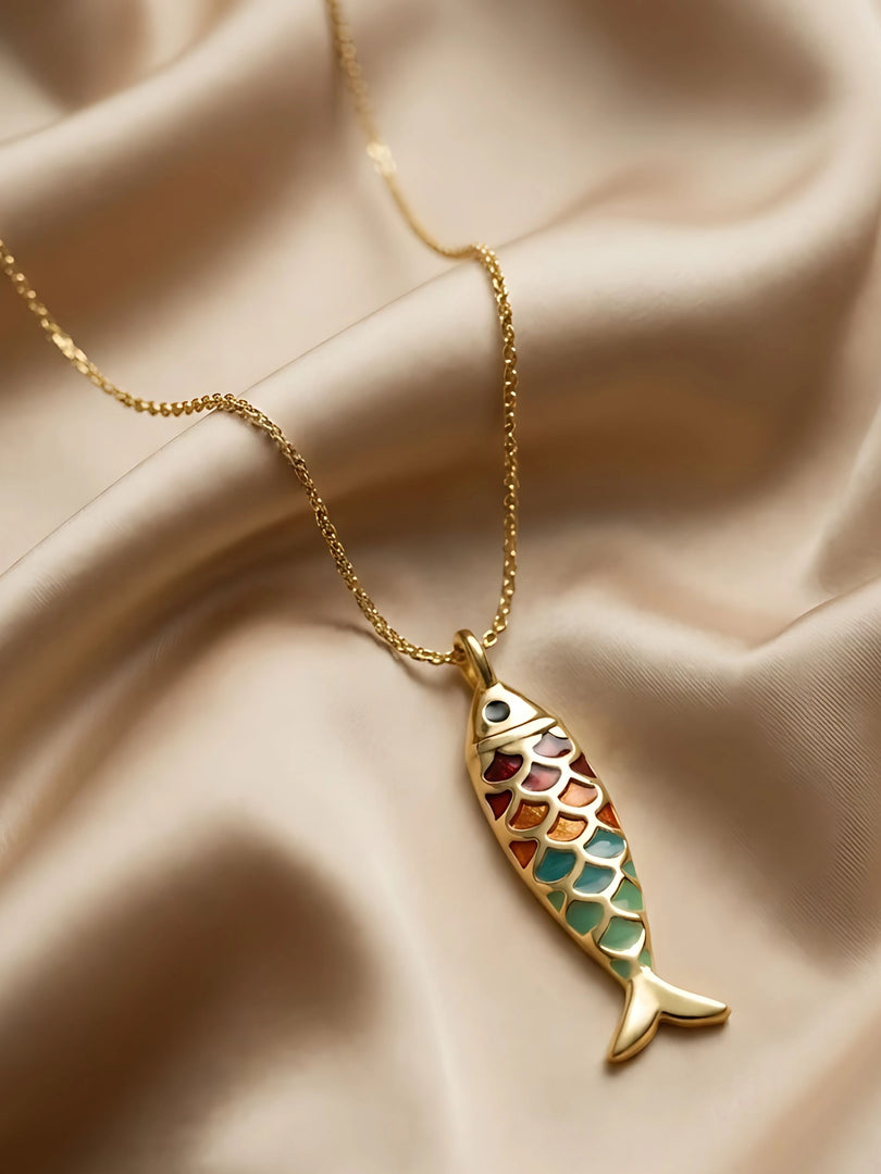 Rainbow Fish Pendant Necklace