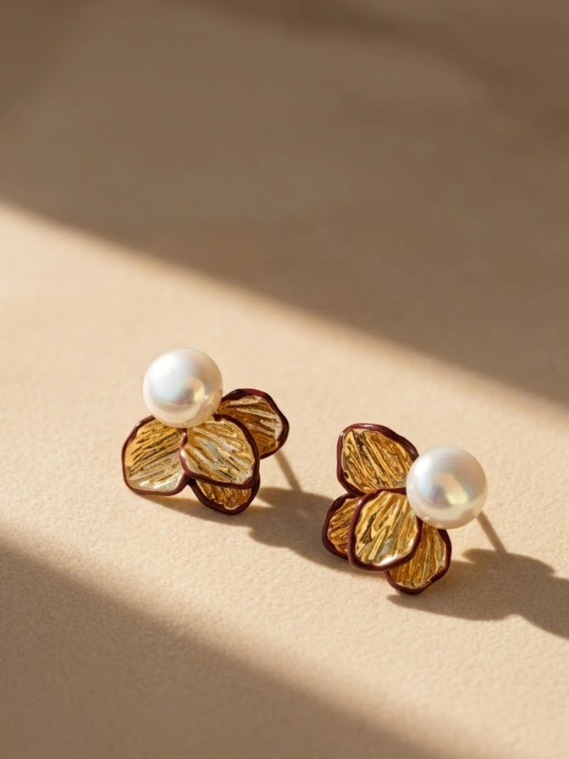 Pearl Blossom Stud Earrings