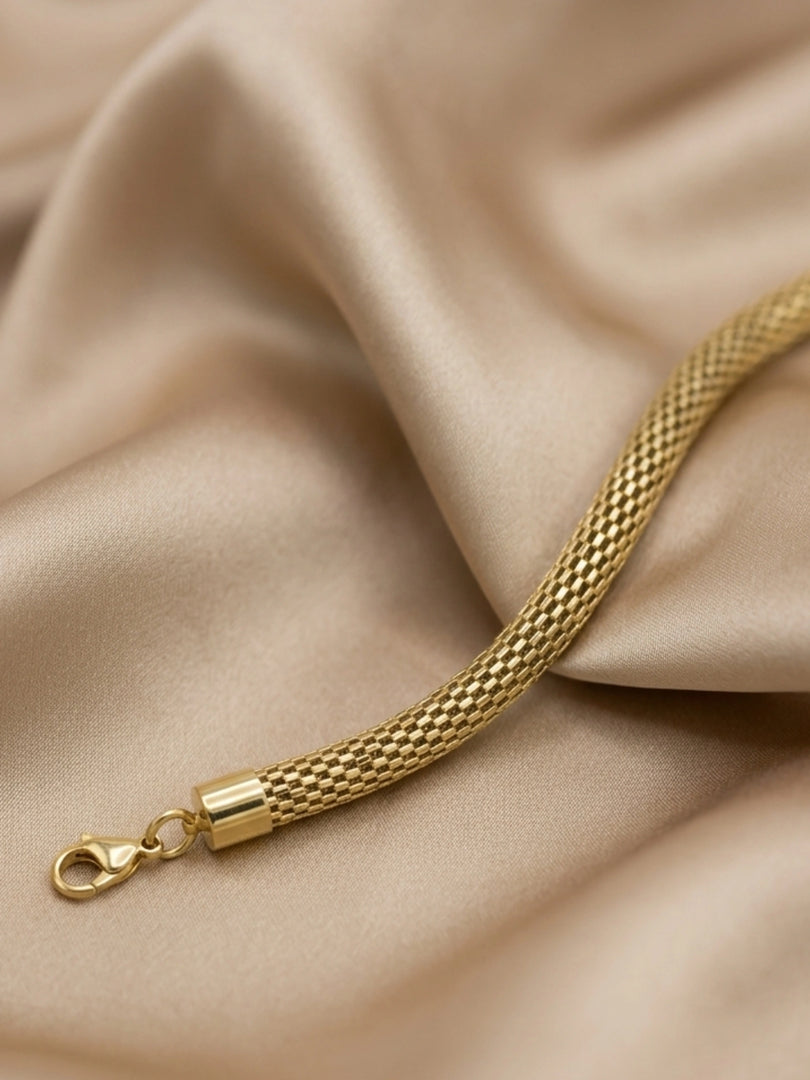 Gold Mesh Tube Chain Bracelet