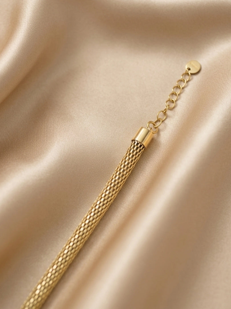 Gold Mesh Tube Chain Bracelet