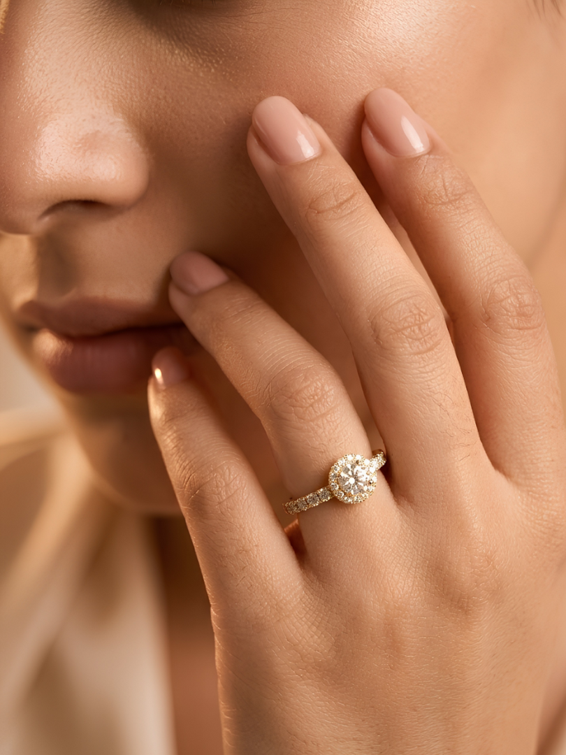 Halo Solitaire Pave Eternity Ring