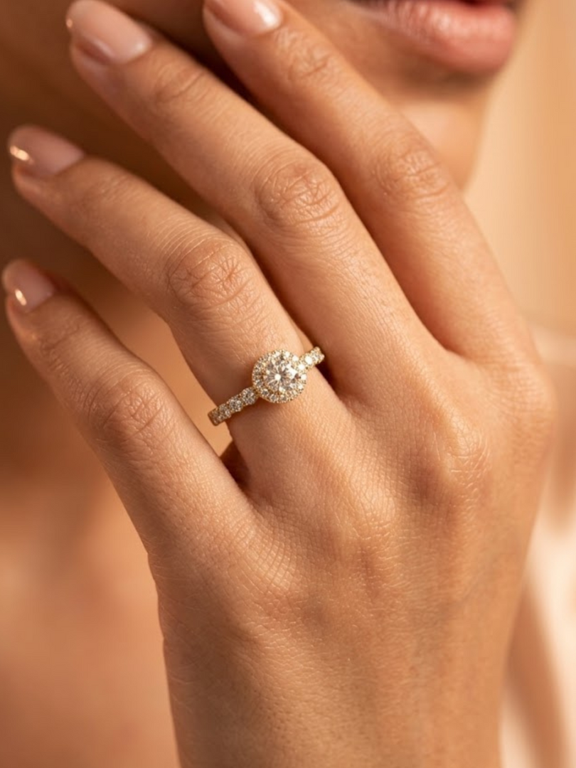 Halo Solitaire Pave Eternity Ring