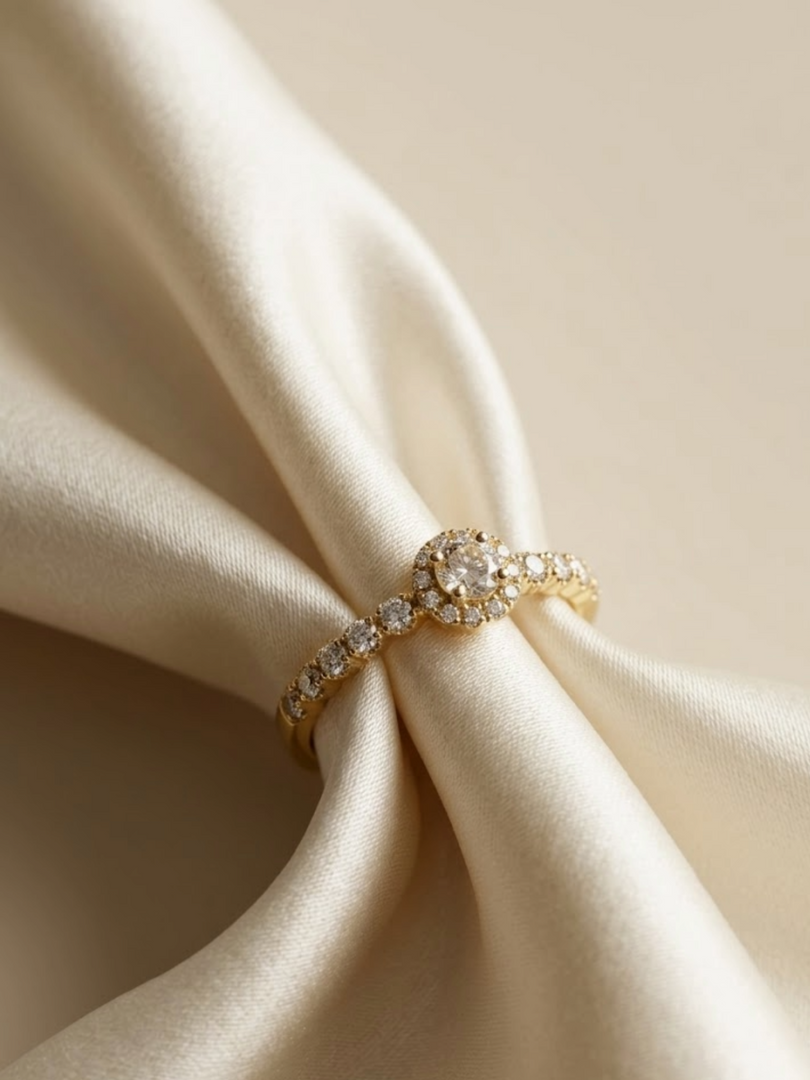 Halo Solitaire Pave Eternity Ring
