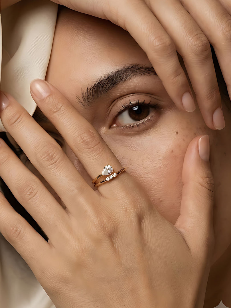 Golden Dewdrop Open Ring