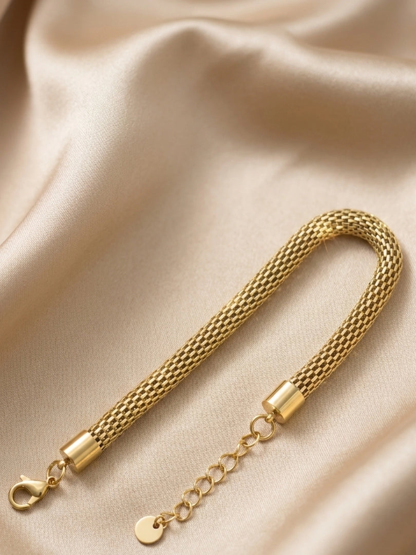 Gold Mesh Tube Chain Bracelet