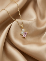 Pink Baguette Pendant Necklace
