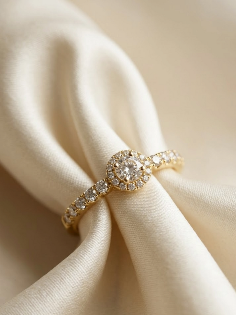Halo Solitaire Pave Eternity Ring