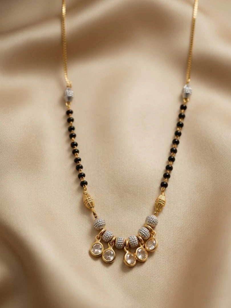 Golden Round Bezel Mangalsutra