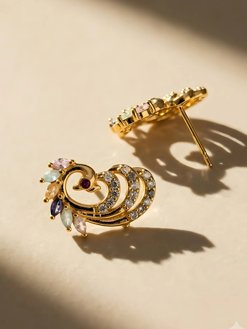 Pastel Peacock Stud Earrings