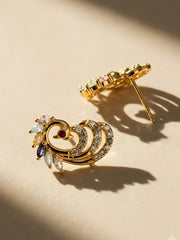 Pastel Peacock Stud Earrings
