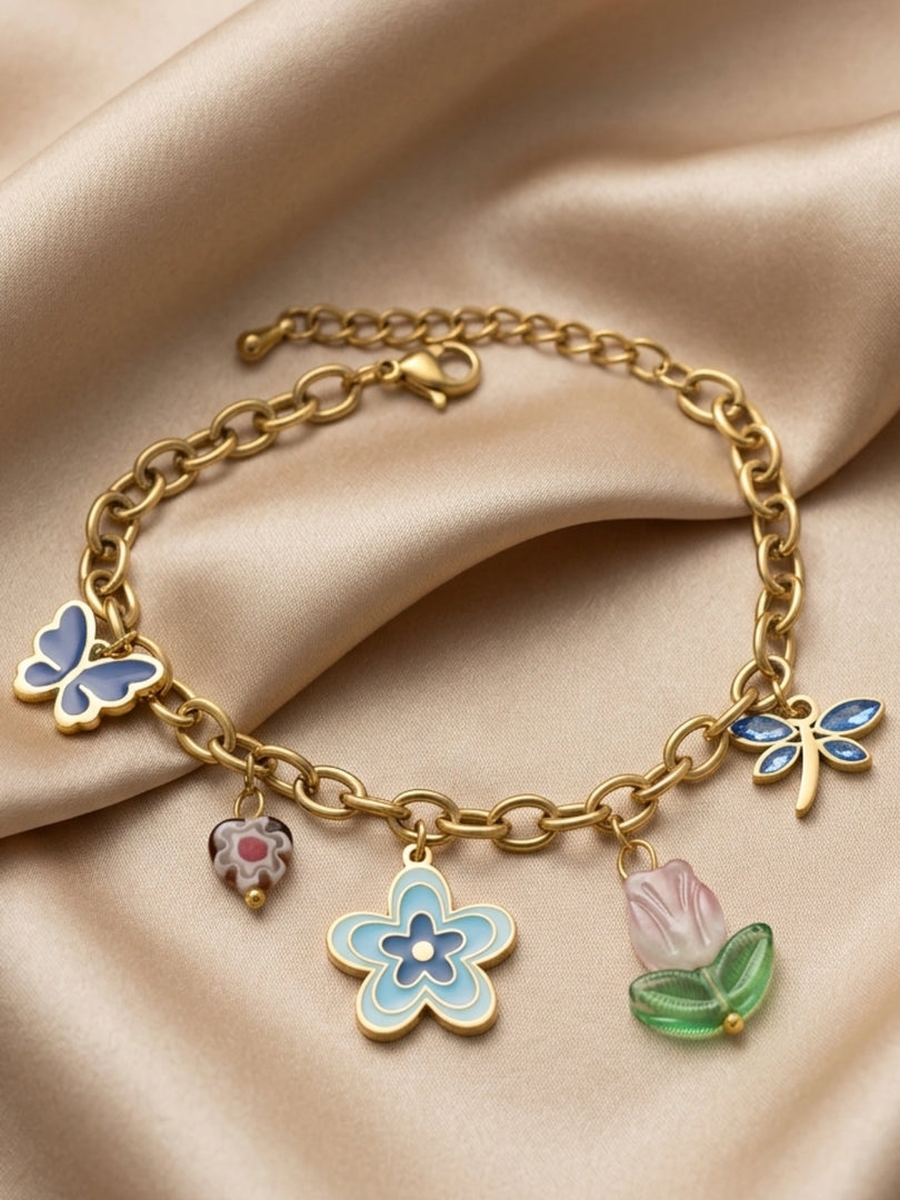 Garden Story Enamel Charm Bracelet