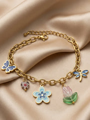 Garden Story Enamel Charm Bracelet