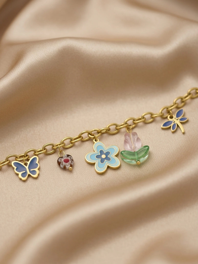 Garden Story Enamel Charm Bracelet