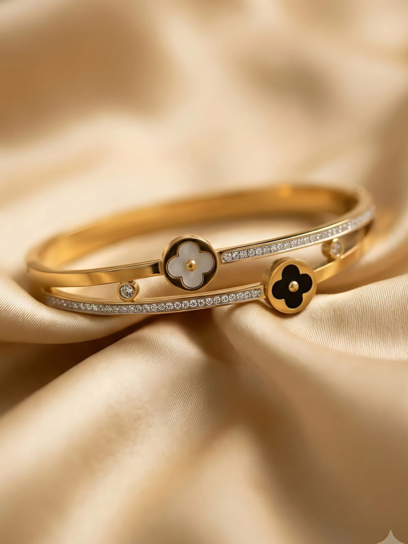 Dual Clover Crystal Bracelet