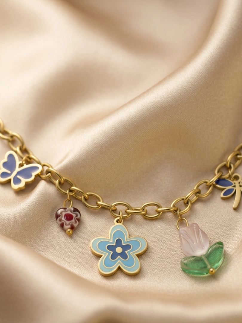 Garden Story Enamel Charm Bracelet