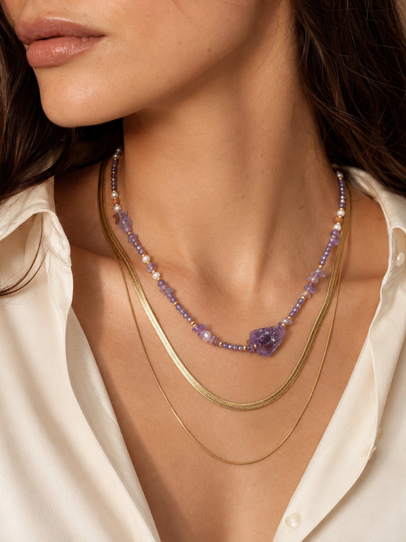 Amethyst Aura Layered Necklace