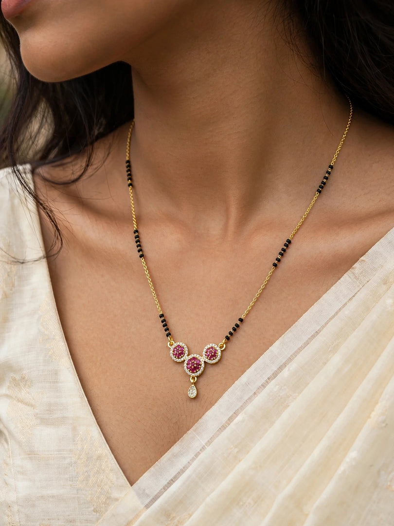 Ruby Blossom Mangalsutra Necklace