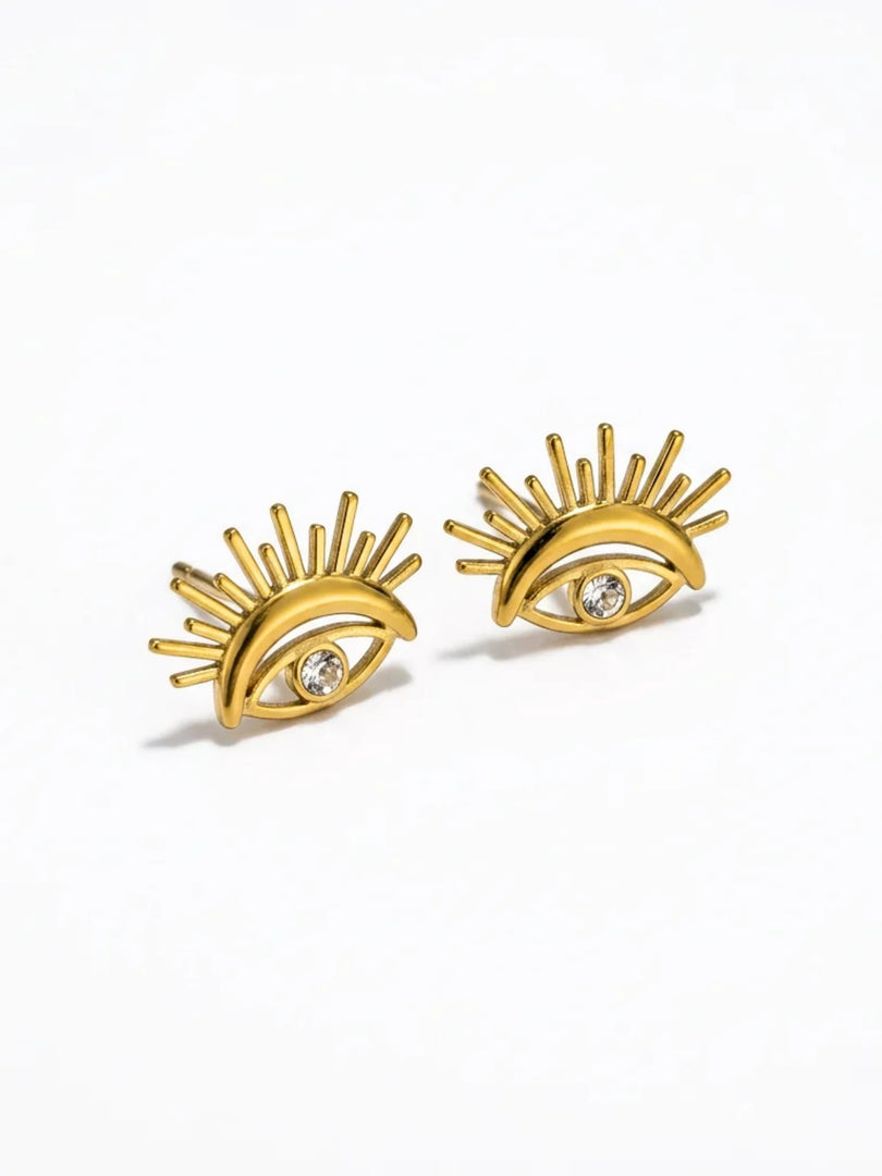 Aura Evil Eye Sunburst Stud Earrings