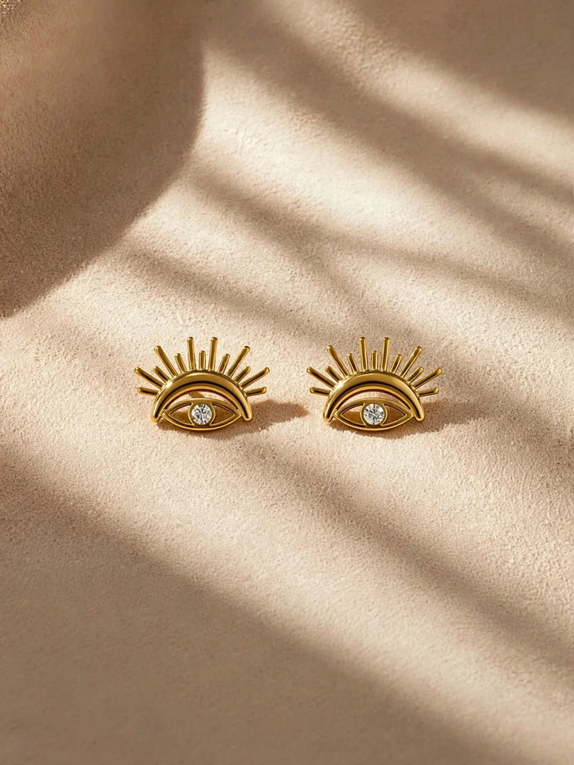 Aura Evil Eye Sunburst Stud Earrings
