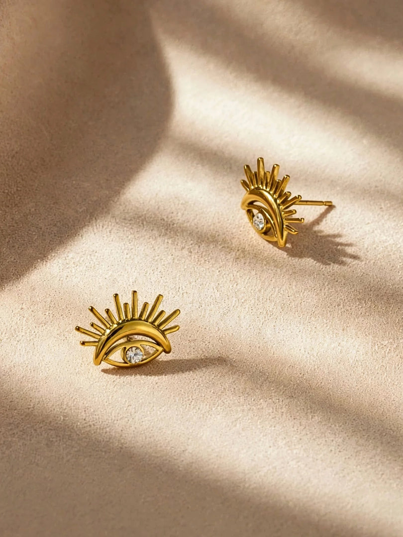 Aura Evil Eye Sunburst Stud Earrings
