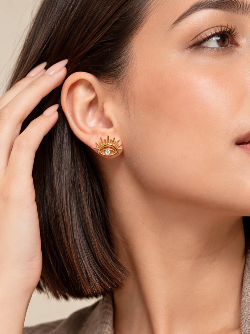 Aura Evil Eye Sunburst Stud Earrings