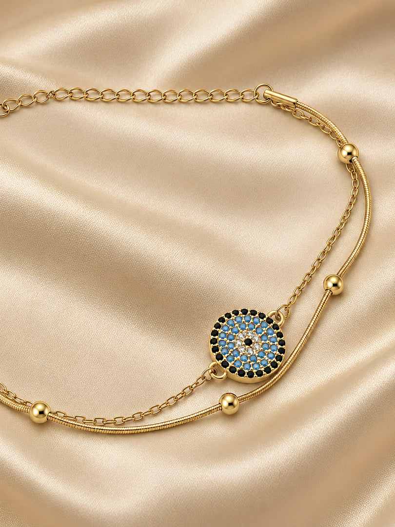 Azure Evil Eye Layered Bracelet