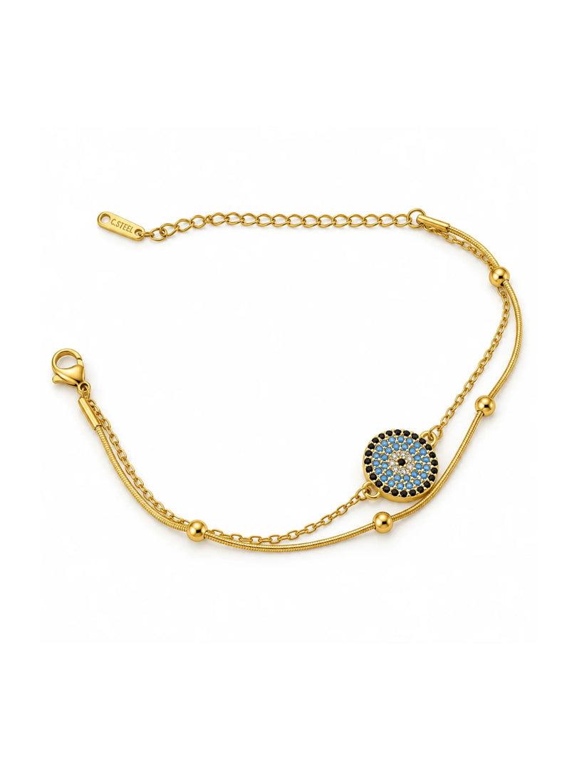 Azure Evil Eye Layered Bracelet