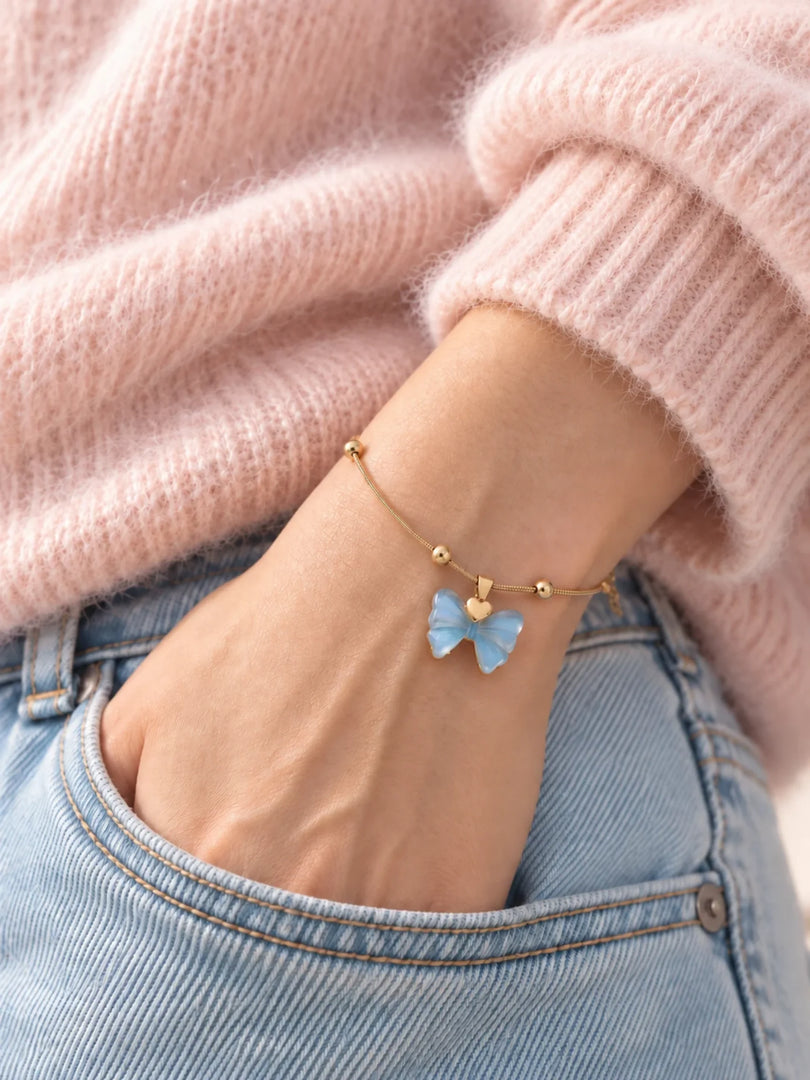 Blue Butterfly Snake Chain Bracelet