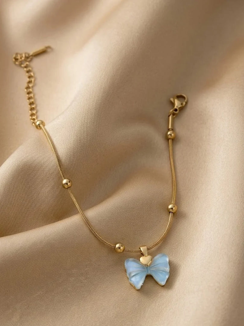 Blue Butterfly Snake Chain Bracelet